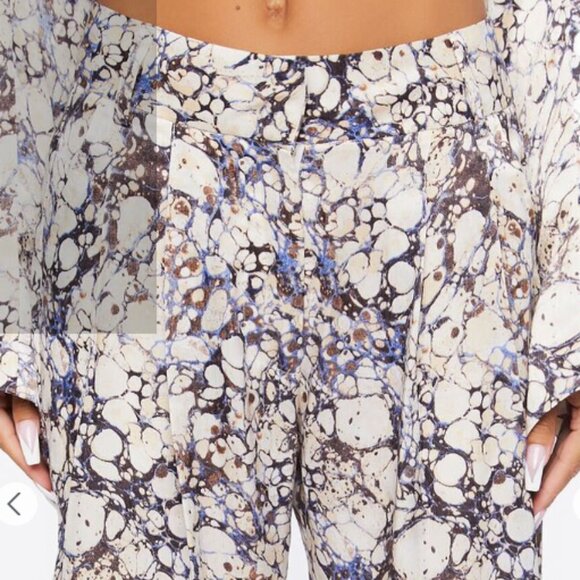 Forever 21 Satin Halter and Pant Set Marble print *Worn n Sitting in Bars w Cake - Picture 9 of 16